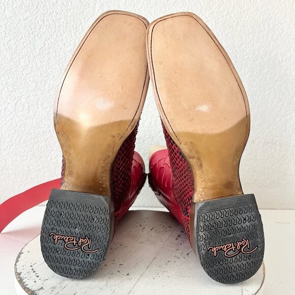 Rod Patrick Cowboy Boots Womens 10 AA Red Python Western Cowgirl Square Toe - Picture 8 of 12